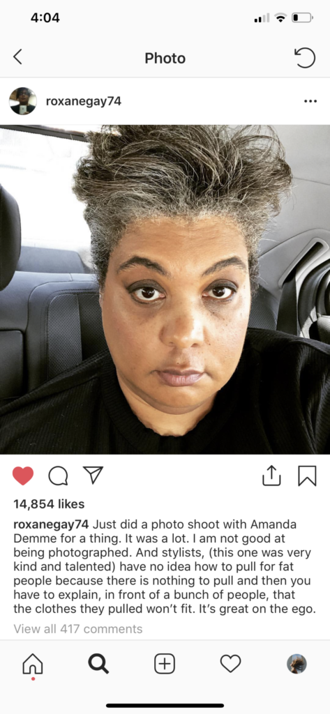 Screenshot of Roxane Gay's photo on her Instagram Account